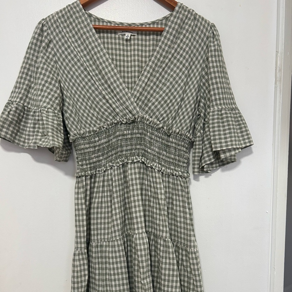 Max Studio Green Checkered Midi Dress
